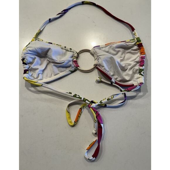 LETARTE Size 8 Floral Print Bikini Top Retro Halter Flower Power Swim Go Go - Picture 3 of 7